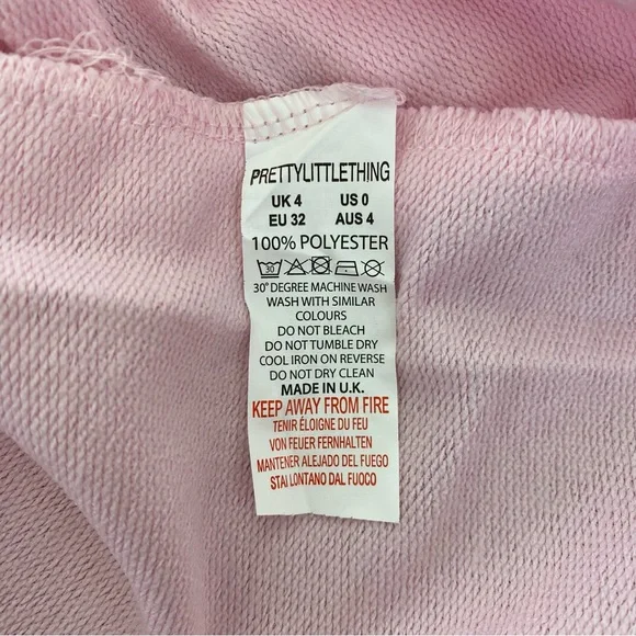 NWT PrettyLittleThing Baby Pink Puff Sleeve Cut Out Tie Sweatshirt Mini Dress 0 - Picture 10 of 12